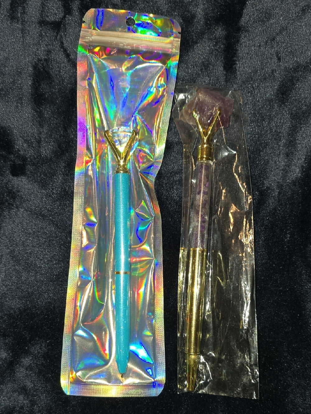 Crystal Top Ballpoint Pens - Blue & Purple Light Up LED Twist Top! 💎